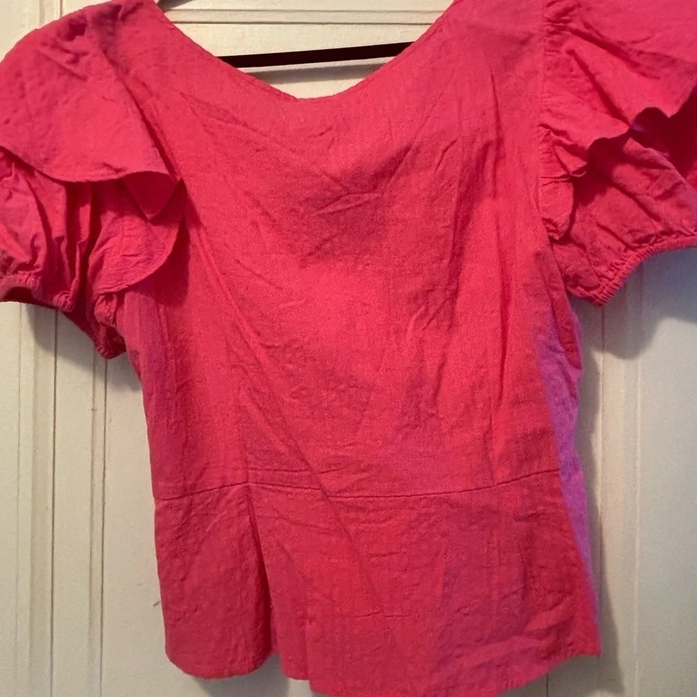 NWT 16 Tracy Reese Anthropologie pink surplice puff-sleeve ruffle Effortless - Picture 8 of 8